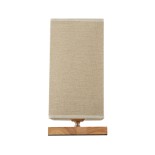 GloboStar® ARUBA 02041 Boho Επιτραπέζιο Φωτιστικό Πορτατίφ Μονόφωτο 1 x E27 IP20 Μπεζ Ξύλο με Μπεζ Ύφασμα - Μ15 x Π15 x Υ30cm