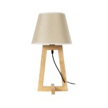 GloboStar® TAKIKO 02042 Μοντέρνο Επιτραπέζιο Φωτιστικό Πορτατίφ Μονόφωτο 1 x E27 IP20 Μπεζ Ξύλο με Μπεζ Ύφασμα - Μ25 x Π25 x Υ48cm