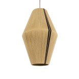 GloboStar® SALERNO 02077 Boho Κρεμαστό Φωτιστικό Καμπάνα Μονόφωτο 1 x E27 IP20 Μπεζ & Μαύρο Βαμβακερό Νήμα - Μ50 x Π50 x Υ80cm