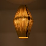GloboStar® SALERNO 02077 Boho Κρεμαστό Φωτιστικό Καμπάνα Μονόφωτο 1 x E27 IP20 Μπεζ & Μαύρο Βαμβακερό Νήμα - Μ50 x Π50 x Υ80cm