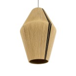 GloboStar® SALERNO 02077 Boho Κρεμαστό Φωτιστικό Καμπάνα Μονόφωτο 1 x E27 IP20 Μπεζ & Μαύρο Βαμβακερό Νήμα - Μ50 x Π50 x Υ80cm