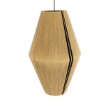 GloboStar® SALERNO 02077 Boho Κρεμαστό Φωτιστικό Καμπάνα Μονόφωτο 1 x E27 IP20 Μπεζ & Μαύρο Βαμβακερό Νήμα - Μ50 x Π50 x Υ80cm