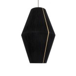 GloboStar® SALERNO 02078 Boho Κρεμαστό Φωτιστικό Καμπάνα Μονόφωτο 1 x E27 IP20 Μαύρο & Μπεζ Βαμβακερό Νήμα - Μ50 x Π50 x Υ80cm