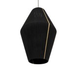 GloboStar® SALERNO 02078 Boho Κρεμαστό Φωτιστικό Καμπάνα Μονόφωτο 1 x E27 IP20 Μαύρο & Μπεζ Βαμβακερό Νήμα - Μ50 x Π50 x Υ80cm