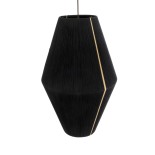 GloboStar® SALERNO 02078 Boho Κρεμαστό Φωτιστικό Καμπάνα Μονόφωτο 1 x E27 IP20 Μαύρο & Μπεζ Βαμβακερό Νήμα - Μ50 x Π50 x Υ80cm