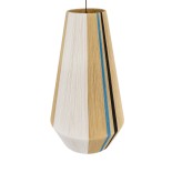 GloboStar® SALERNO 02079 Boho Κρεμαστό Φωτιστικό Πλέγμα Μονόφωτο 1 x E27 IP20 Πολύχρωμο Βαμβακερό Νήμα - Μ50 x Π50 x Υ90cm