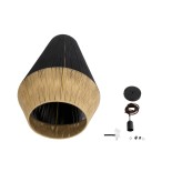 GloboStar® SALERNO 02080 Boho Κρεμαστό Φωτιστικό Καμπάνα Μονόφωτο 1 x E27 IP20 Μαύρο & Μπεζ Βαμβακερό Νήμα - Μ50 x Π50 x Υ80cm