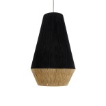 GloboStar® SALERNO 02080 Boho Κρεμαστό Φωτιστικό Καμπάνα Μονόφωτο 1 x E27 IP20 Μαύρο & Μπεζ Βαμβακερό Νήμα - Μ50 x Π50 x Υ80cm
