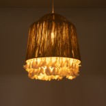 GloboStar® PUERTORICO 02092 Boho Κρεμαστό Φωτιστικό Καμπάνα Μονόφωτο 1 x E27 IP20 Μπεζ & Λευκό Βαμβακερό Νήμα - Μ40 x Π40 x Υ45cm