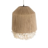 GloboStar® PUERTORICO 02092 Boho Κρεμαστό Φωτιστικό Καμπάνα Μονόφωτο 1 x E27 IP20 Μπεζ & Λευκό Βαμβακερό Νήμα - Μ40 x Π40 x Υ45cm