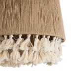 GloboStar® PUERTORICO 02092 Boho Κρεμαστό Φωτιστικό Καμπάνα Μονόφωτο 1 x E27 IP20 Μπεζ & Λευκό Βαμβακερό Νήμα - Μ40 x Π40 x Υ45cm