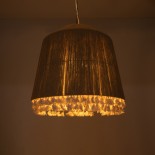 GloboStar® PUERTORICO 02093 Boho Κρεμαστό Φωτιστικό Καμπάνα Τρίφωτο 3 x E27 IP20 Μπεζ Σχοινί - Μ80 x Π80 x Υ80cm