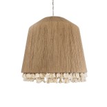 GloboStar® PUERTORICO 02093 Boho Κρεμαστό Φωτιστικό Καμπάνα Τρίφωτο 3 x E27 IP20 Μπεζ Σχοινί - Μ80 x Π80 x Υ80cm