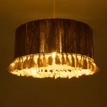 GloboStar® PUERTORICO 02094 Boho Κρεμαστό Φωτιστικό Καπέλο Μονόφωτο 1 x E27 IP20 Μπεζ & Λευκό Βαμβακερό Νήμα - Μ50 x Π50 x Υ27cm