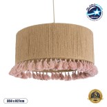 GLOBOSTAR® PUERTORICO 02096 Boho Κρεμαστό Φωτιστικό Οροφής με Ντουί 1 x E27 AC 220-240V IP20 - Μπεζ & Ροζ - Μ50 x Π50 x Υ27cm