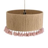GLOBOSTAR® PUERTORICO 02096 Boho Κρεμαστό Φωτιστικό Οροφής με Ντουί 1 x E27 AC 220-240V IP20 - Μπεζ & Ροζ - Μ50 x Π50 x Υ27cm