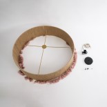 GLOBOSTAR® PUERTORICO 02097 Boho Κρεμαστό Φωτιστικό Οροφής με Ντουί 3 x E27 AC 220-240V IP20 - Μπεζ & Ροζ - Μ80 x Π80 x Υ27cm