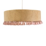 GLOBOSTAR® PUERTORICO 02097 Boho Κρεμαστό Φωτιστικό Οροφής με Ντουί 3 x E27 AC 220-240V IP20 - Μπεζ & Ροζ - Μ80 x Π80 x Υ27cm