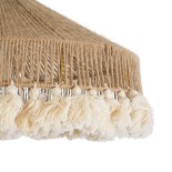 GloboStar® PUERTORICO 02098 Boho Κρεμαστό Φωτιστικό Καμπάνα Μονόφωτο 1 x E27 IP20 Μπεζ & Λευκό Βαμβακερό Νήμα - Μ50 x Π50 x Υ25cm
