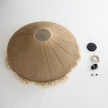 GLOBOSTAR® PUERTORICO 02099 Boho Κρεμαστό Φωτιστικό Οροφής με Ντουί 3 x E27 AC 220-240V IP20 - Μπεζ & Λευκό - Μ80 x Π80 x Υ35cm