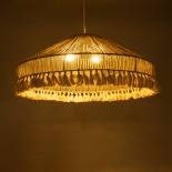 GLOBOSTAR® PUERTORICO 02099 Boho Κρεμαστό Φωτιστικό Οροφής με Ντουί 3 x E27 AC 220-240V IP20 - Μπεζ & Λευκό - Μ80 x Π80 x Υ35cm