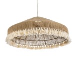 GLOBOSTAR® PUERTORICO 02099 Boho Κρεμαστό Φωτιστικό Οροφής με Ντουί 3 x E27 AC 220-240V IP20 - Μπεζ & Λευκό - Μ80 x Π80 x Υ35cm