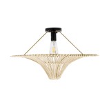 GloboStar® PALERMO 02152 Boho Κρεμαστό Φωτιστικό Πλέγμα Μονόφωτο 1 x E27 IP20 Μπεζ Ρατάν - Μ60 x Π60 x Υ36cm