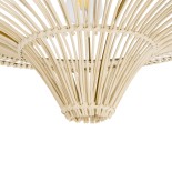 GloboStar® PALERMO 02152 Boho Κρεμαστό Φωτιστικό Πλέγμα Μονόφωτο 1 x E27 IP20 Μπεζ Ρατάν - Μ60 x Π60 x Υ36cm