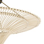 GloboStar® PALERMO 02152 Boho Κρεμαστό Φωτιστικό Πλέγμα Μονόφωτο 1 x E27 IP20 Μπεζ Ρατάν - Μ60 x Π60 x Υ36cm