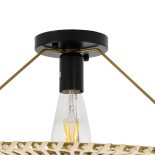 GloboStar® PALERMO 02152 Boho Κρεμαστό Φωτιστικό Πλέγμα Μονόφωτο 1 x E27 IP20 Μπεζ Ρατάν - Μ60 x Π60 x Υ36cm
