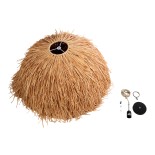 GloboStar® GUADELOUPE 02155 Boho Κρεμαστό Φωτιστικό Καμπάνα Μονόφωτο 1 x E27 IP20 Καφέ Raffia - Μ80 x Π80 x Υ60cm