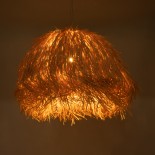GloboStar® GUADELOUPE 02155 Boho Κρεμαστό Φωτιστικό Καμπάνα Μονόφωτο 1 x E27 IP20 Καφέ Raffia - Μ80 x Π80 x Υ60cm