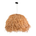 GloboStar® GUADELOUPE 02155 Boho Κρεμαστό Φωτιστικό Καμπάνα Μονόφωτο 1 x E27 IP20 Καφέ Raffia - Μ80 x Π80 x Υ60cm