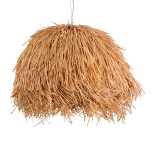 GloboStar® GUADELOUPE 02155 Boho Κρεμαστό Φωτιστικό Καμπάνα Μονόφωτο 1 x E27 IP20 Καφέ Raffia - Μ80 x Π80 x Υ60cm