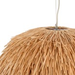 GloboStar® GUADELOUPE 02155 Boho Κρεμαστό Φωτιστικό Καμπάνα Μονόφωτο 1 x E27 IP20 Καφέ Raffia - Μ80 x Π80 x Υ60cm
