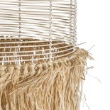 GloboStar® BASSETERRE 02163 Boho Κρεμαστό Φωτιστικό Καμπάνα Μονόφωτο 1 x E27 IP20 Μπεζ Ξύλο με Καφέ Raffia - Μ70 x Π70 x Υ170cm