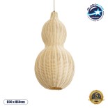 GloboStar® KINGSTOWN 02168 Boho Κρεμαστό Φωτιστικό Πλέγμα Μονόφωτο 1 x E27 IP20 Μπεζ Ξύλο - Μ30 x Π30 x Υ60cm