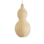 GloboStar® KINGSTOWN 02168 Boho Κρεμαστό Φωτιστικό Πλέγμα Μονόφωτο 1 x E27 IP20 Μπεζ Ξύλο - Μ30 x Π30 x Υ60cm