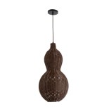 GloboStar® KINGSTOWN 02169 Boho Κρεμαστό Φωτιστικό Πλέγμα Μονόφωτο 1 x E27 IP20 Καφέ Ξύλο - Μ30 x Π30 x Υ60cm