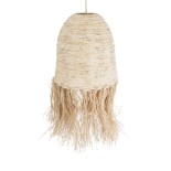GloboStar® AREMBEPE 02178 Boho Κρεμαστό Φωτιστικό Καμπάνα Μονόφωτο 1 x E27 IP20 Μπεζ Raffia - Μ34 x Π34 x Υ70cm