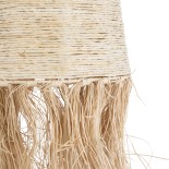 GloboStar® AREMBEPE 02178 Boho Κρεμαστό Φωτιστικό Καμπάνα Μονόφωτο 1 x E27 IP20 Μπεζ Raffia - Μ34 x Π34 x Υ70cm