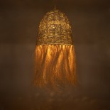 GloboStar® AREMBEPE 02179 Boho Κρεμαστό Φωτιστικό Καμπάνα Μονόφωτο 1 x E27 IP20 Μπεζ Raffia - Μ60 x Π60 x Υ130cm