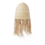 GloboStar® AREMBEPE 02179 Boho Κρεμαστό Φωτιστικό Καμπάνα Μονόφωτο 1 x E27 IP20 Μπεζ Raffia - Μ60 x Π60 x Υ130cm