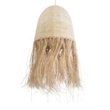 GloboStar® AREMBEPE 02179 Boho Κρεμαστό Φωτιστικό Καμπάνα Μονόφωτο 1 x E27 IP20 Μπεζ Raffia - Μ60 x Π60 x Υ130cm