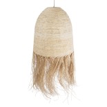 GloboStar® AREMBEPE 02179 Boho Κρεμαστό Φωτιστικό Καμπάνα Μονόφωτο 1 x E27 IP20 Μπεζ Raffia - Μ60 x Π60 x Υ130cm