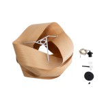GloboStar® SARDIGNA 02180 Boho Κρεμαστό Φωτιστικό Καπέλο Μονόφωτο 1 x E27 IP20 Καφέ Ξύλο - Μ60 x Π60 x Υ30cm