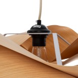 GloboStar® SARDIGNA 02180 Boho Κρεμαστό Φωτιστικό Καπέλο Μονόφωτο 1 x E27 IP20 Καφέ Ξύλο - Μ60 x Π60 x Υ30cm