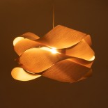 GloboStar® SARDIGNA 02181 Boho Κρεμαστό Φωτιστικό Καπέλο Μονόφωτο 1 x E27 IP20 Μπεζ Ξύλο - Μ60 x Π60 x Υ30cm