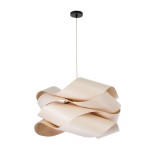 GloboStar® SARDIGNA 02181 Boho Κρεμαστό Φωτιστικό Καπέλο Μονόφωτο 1 x E27 IP20 Μπεζ Ξύλο - Μ60 x Π60 x Υ30cm