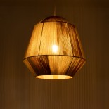 GloboStar® SALERNO 02187 Boho Κρεμαστό Φωτιστικό Πλέγμα Μονόφωτο 1 x E27 IP20 Μπεζ & Καφέ Σχοινί - Μ50 x Π50 x Υ50cm